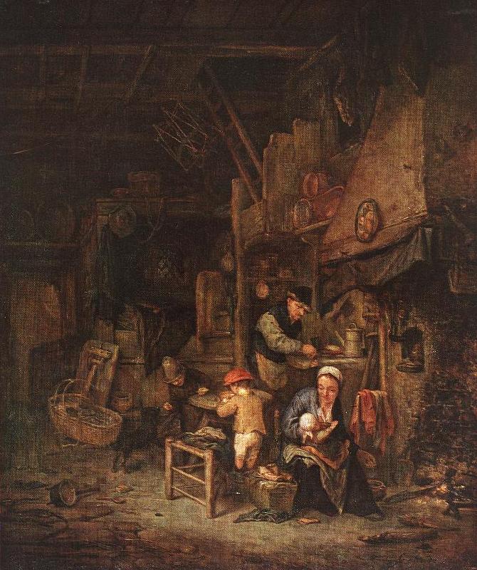 OSTADE, Adriaen Jansz. van Interior with a Peasant Family sg oil painting picture